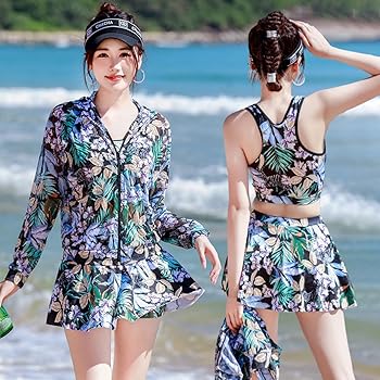 3ピーススウィムウェア　ピンク　水着　ビキニ　ラッシュガード Amazon.co.jp: 3点SET レースアップ ラッシュガード ビキニ 水着